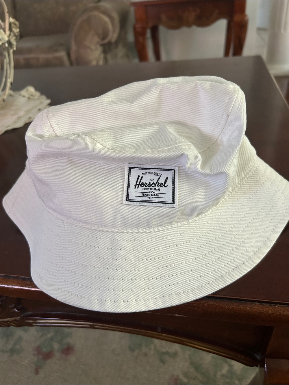 Herschel Supply Company Off-White Bucket Hat with Front Logo Patch
